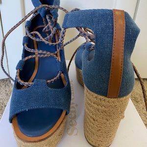 Tory Burch Positano Lace up Platform Espadrilles